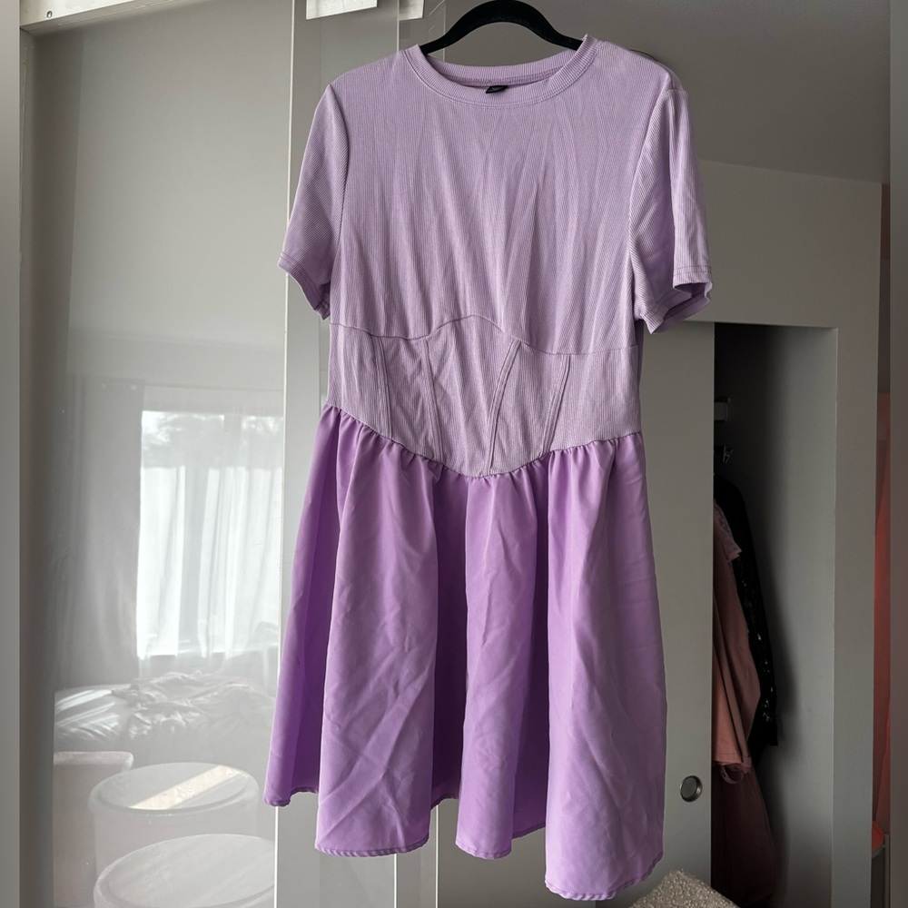 SHEIN Corset Lilac Purple T-Shirt Dress